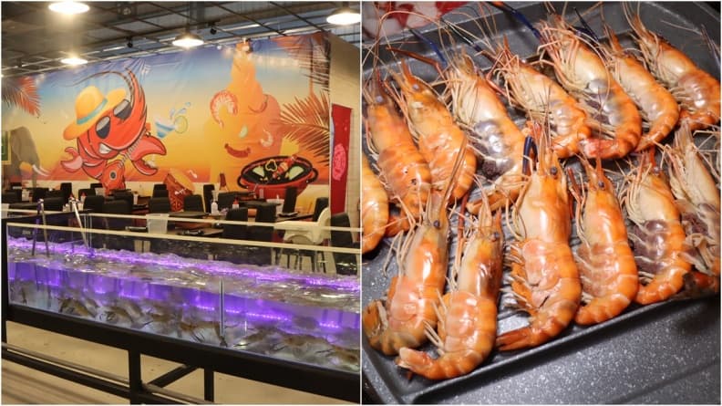 【新開店】林口也有了！雙北「最大水道流水蝦」　超大烤盤一次烤到爽