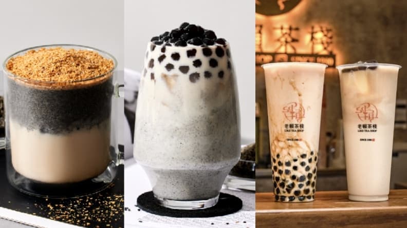 暗黑系手搖飲！老賴茶棧ｘ《黑的教育》推６飲品，黑芝麻珍奶、珍珠太后牛乳