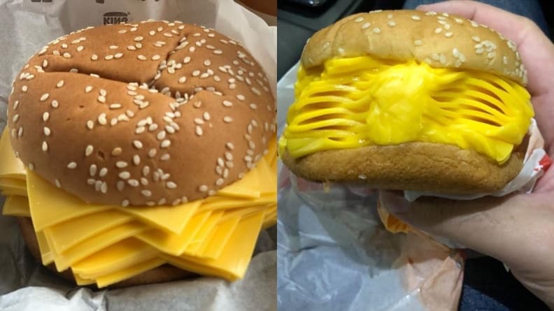１片菜１塊肉都沒！漢堡王推「真起司漢堡」夾20片起司，烤後融化罪惡感破表