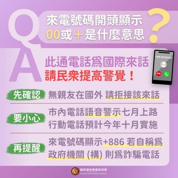 來電開頭顯示「+886、00」要小心！NCC：符合「２關鍵」就是詐騙電話