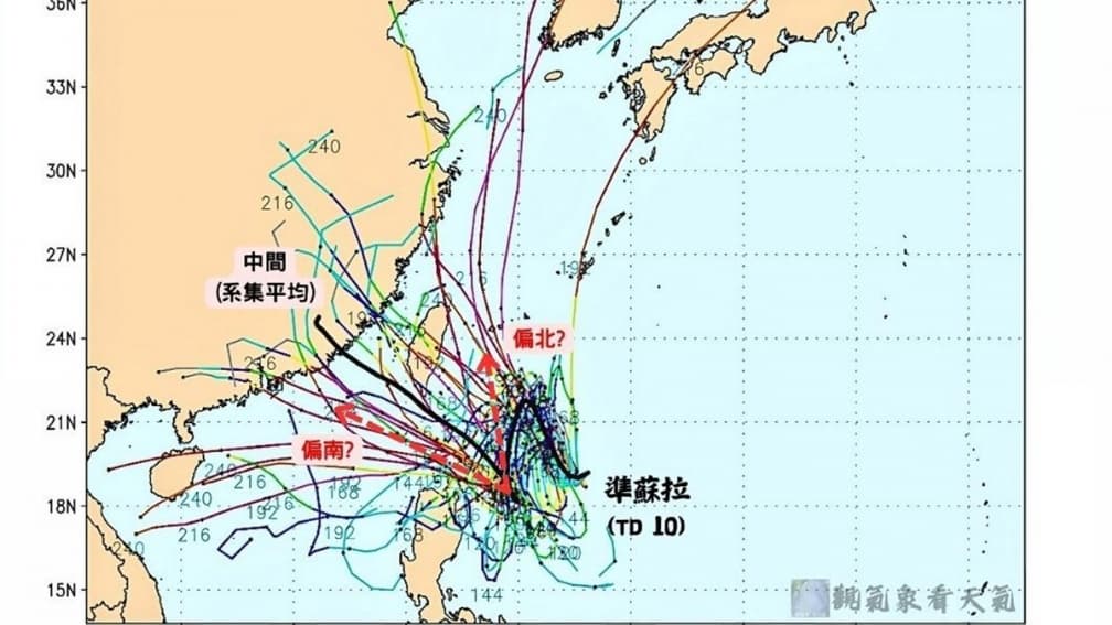 準颱風「蘇拉」下週逼近台灣！路徑怪異呈倒Ｖ，未來３天是關鍵