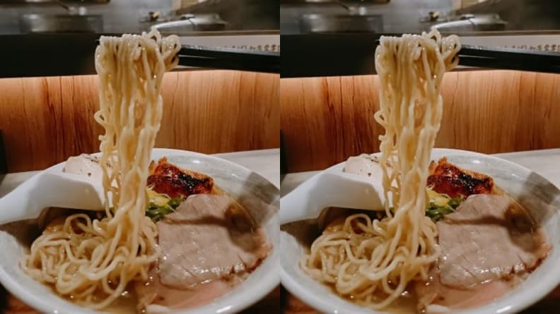 丸舢拉麵使用細麵條，湯頭的味道會攀附在麵條上。（圖片來源：Nash's Wonderland）