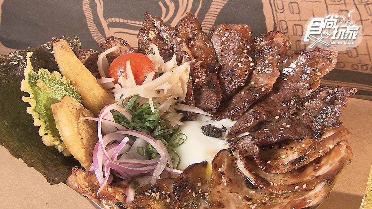 台北超霸氣丼飯！「黑豚戰斧丼」肋排比臉大，「雙拼特盛丼」肉多到滿出來