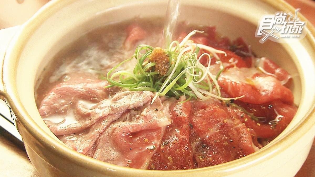 這烏龍麵在桌邊直接涮牛肉 粉紅肉片好香好療癒