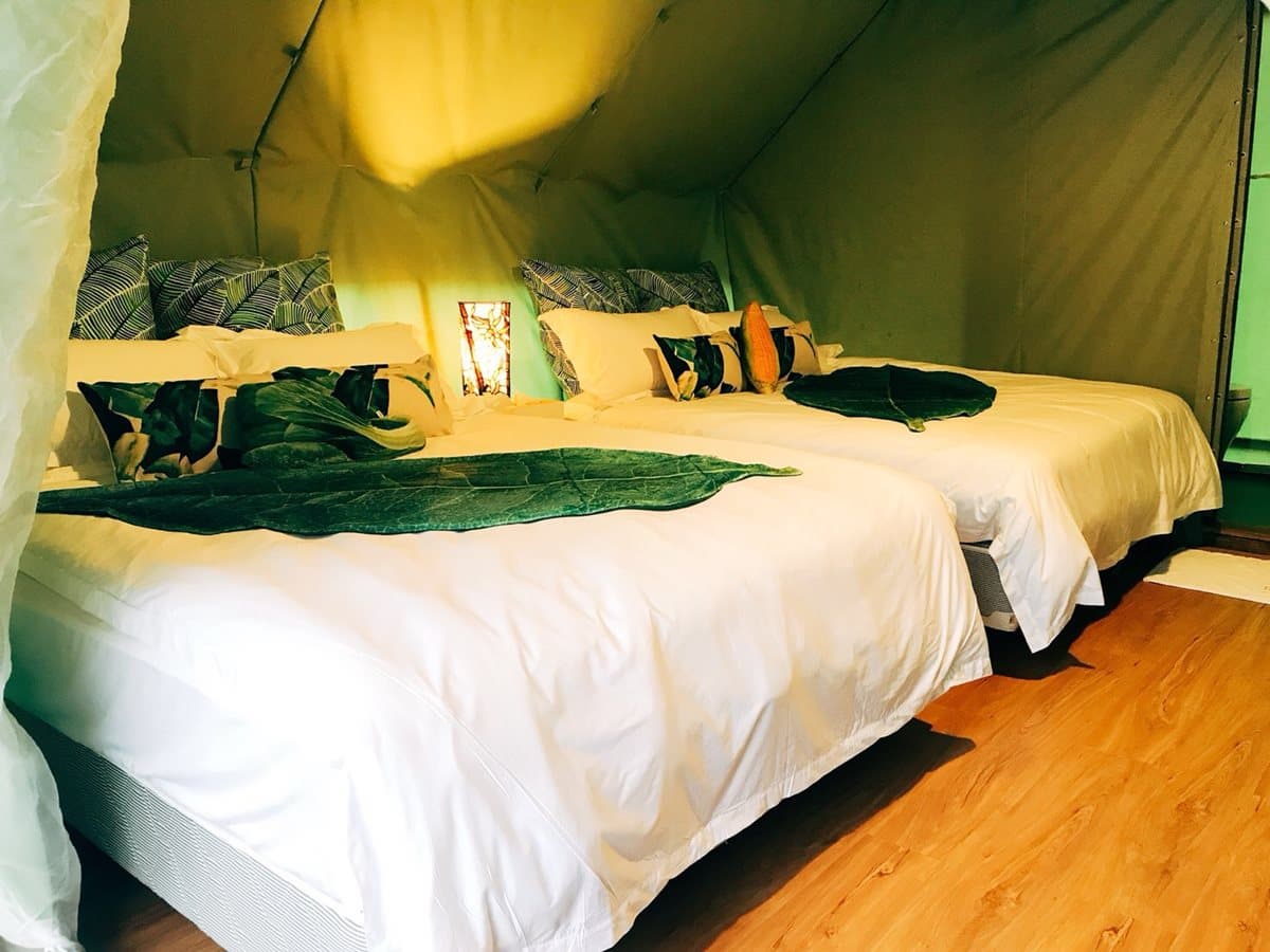 帳內有高腳床鋪外，還有內建衛浴設備讓旅客不用再跑遠。（圖片來源：那一村）