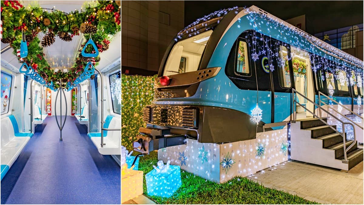 新北環狀線「有紅鼻子」!三鶯線「冰藍車廂」亮相,耶誕限定「雪橇造型」入夜發光