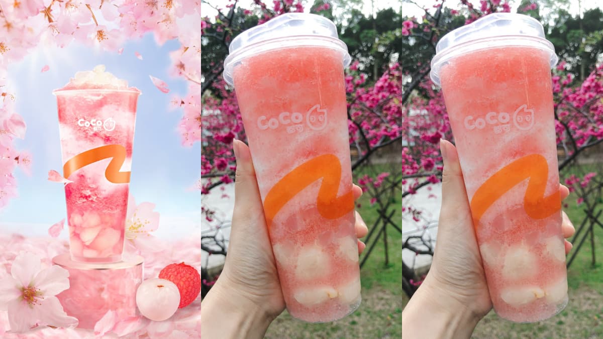 賞花+粉嫩手搖絕配！CoCo推季節限定「櫻花粉荔」，滿滿荔枝+波波晶球+芝士奶蓋爆滿足