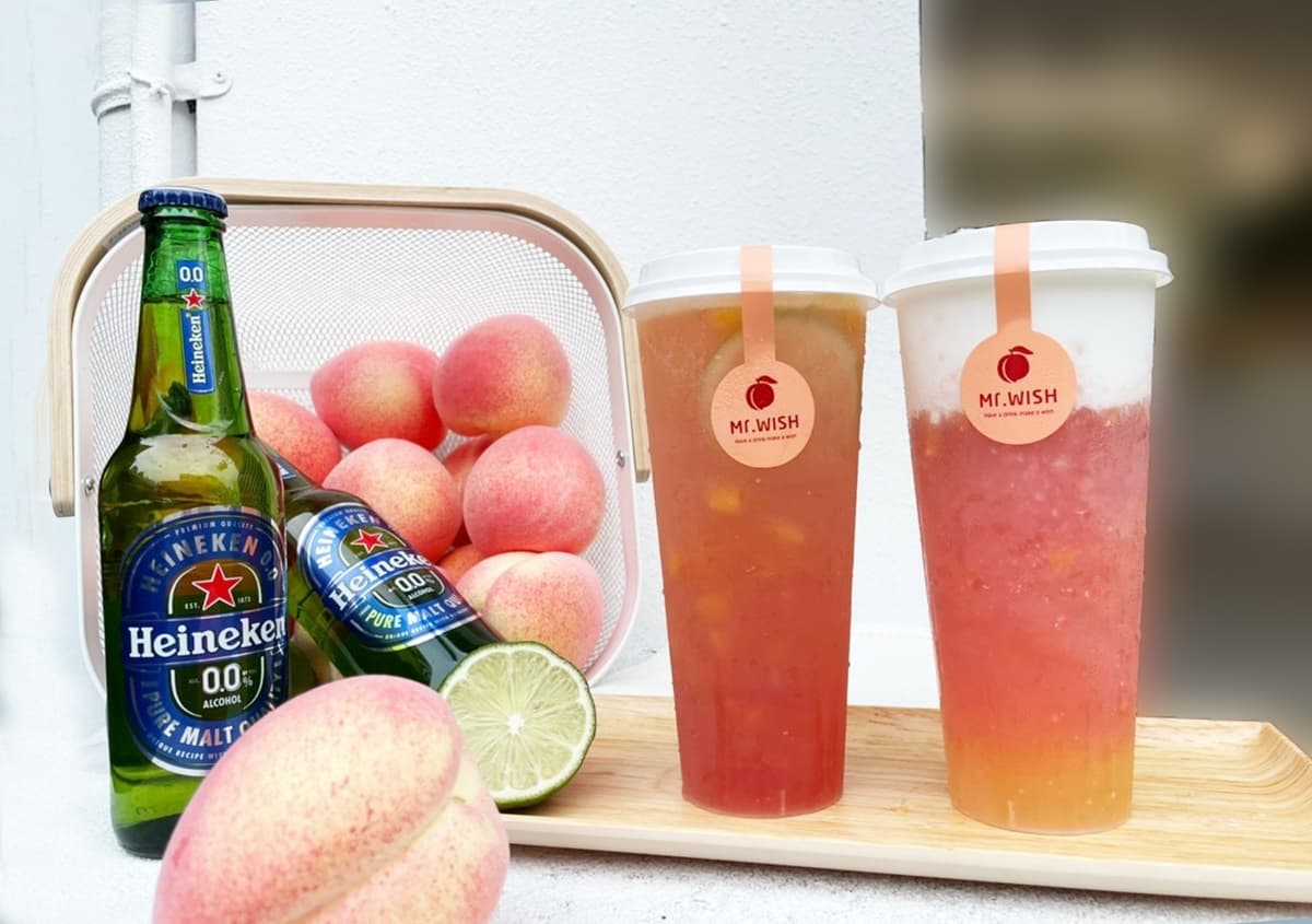 超仙氣蜜桃手搖飲上市！Mr.Wish夏日２款蜜桃新品太誘人，免費再送「海尼根零酒精啤酒」