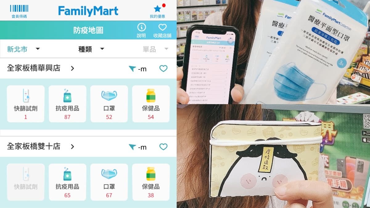 全家「防疫地圖」新上線！快篩試劑、口罩４大類商品一鍵查，哪間門市有、數量多少秒懂