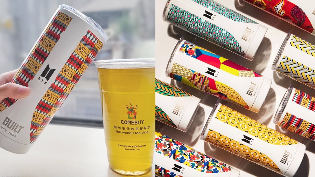 阿米手刀開喝了！COMEBUY獨家「BTS潮行杯」８款一次擁有，門市加購還可挑款