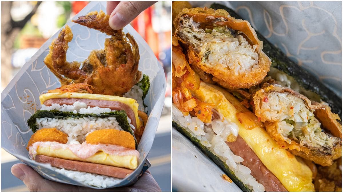包了整隻軟殼蟹、炸蝦!超狂「沖繩飯糰」配料霸氣外露,肉控必點巨厚炸雞排 包了整隻軟殼蟹、炸蝦!超狂「沖繩飯糰」配料霸氣外露,肉控必點巨厚炸雞排