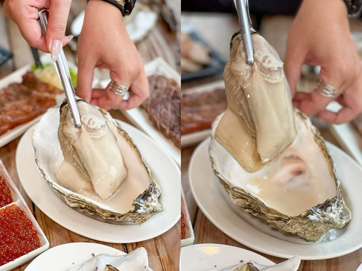 痛風到不行！爆量「鮭魚卵＋蚵仔飯」滿滿海味，巨無霸生蠔吃１顆就會飽