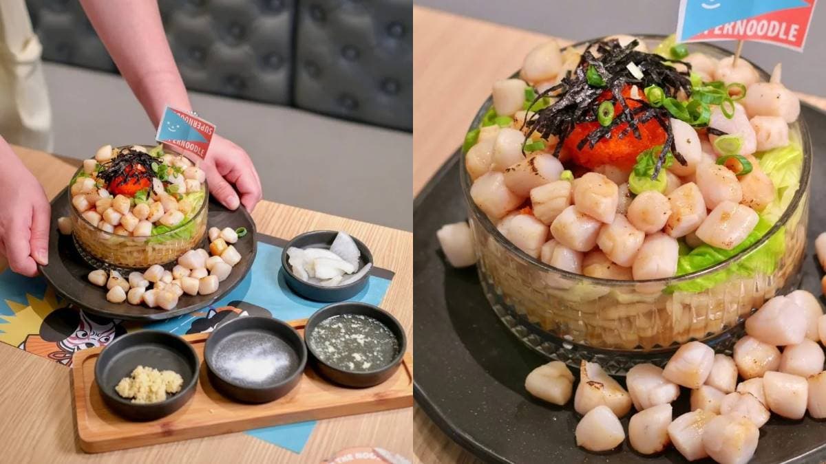 一上桌霸氣外露!「101顆干貝麵」滿到掉出來,「天使紅蝦火箭」挑戰浮誇極限 一上桌霸氣外露!「101顆干貝麵」滿到掉出來,「天使紅蝦火箭」挑戰浮誇極限