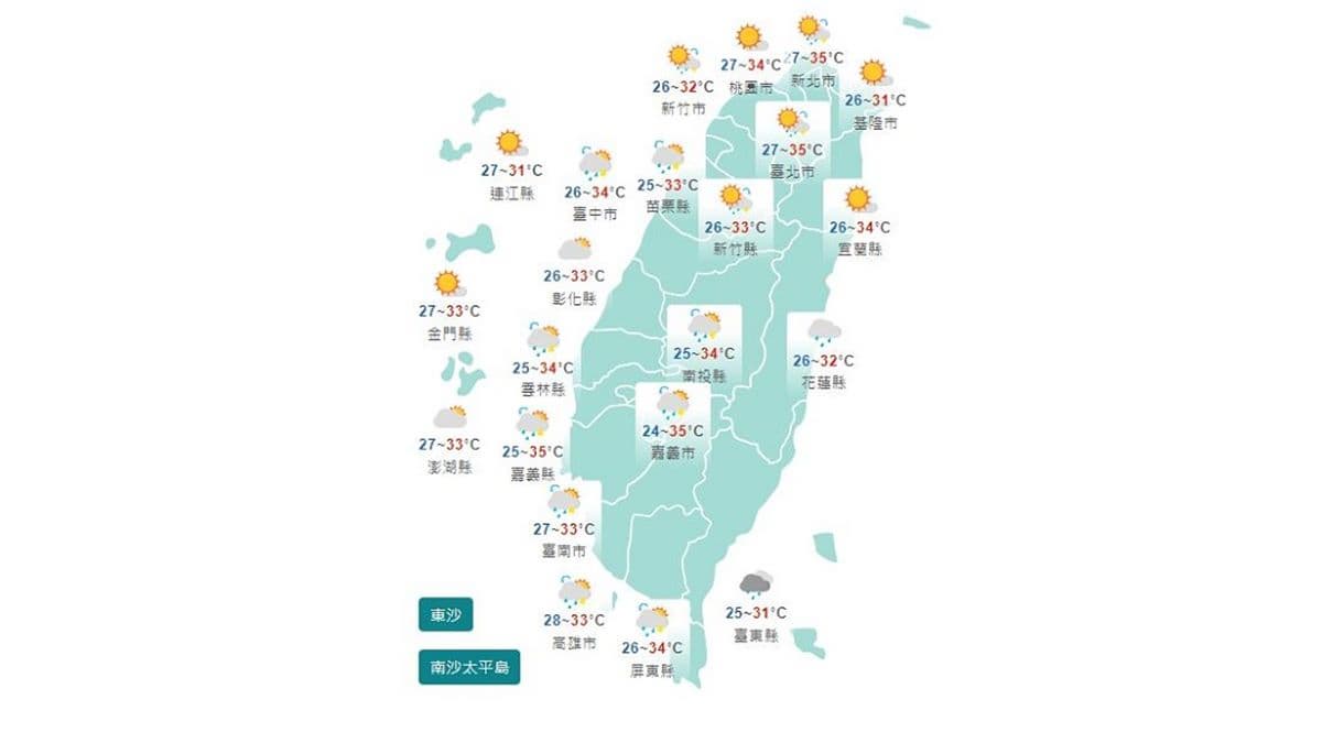 「木蘭」颱風最快明生成！父親節各地飆高溫、山區須防雨彈，１週天氣一次看