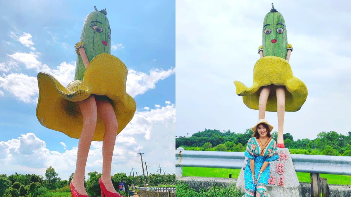 絲瓜版瑪麗蓮夢露？超有哏「絲瓜小姐」藏雲林社區，神還原遮裙動作網笑翻