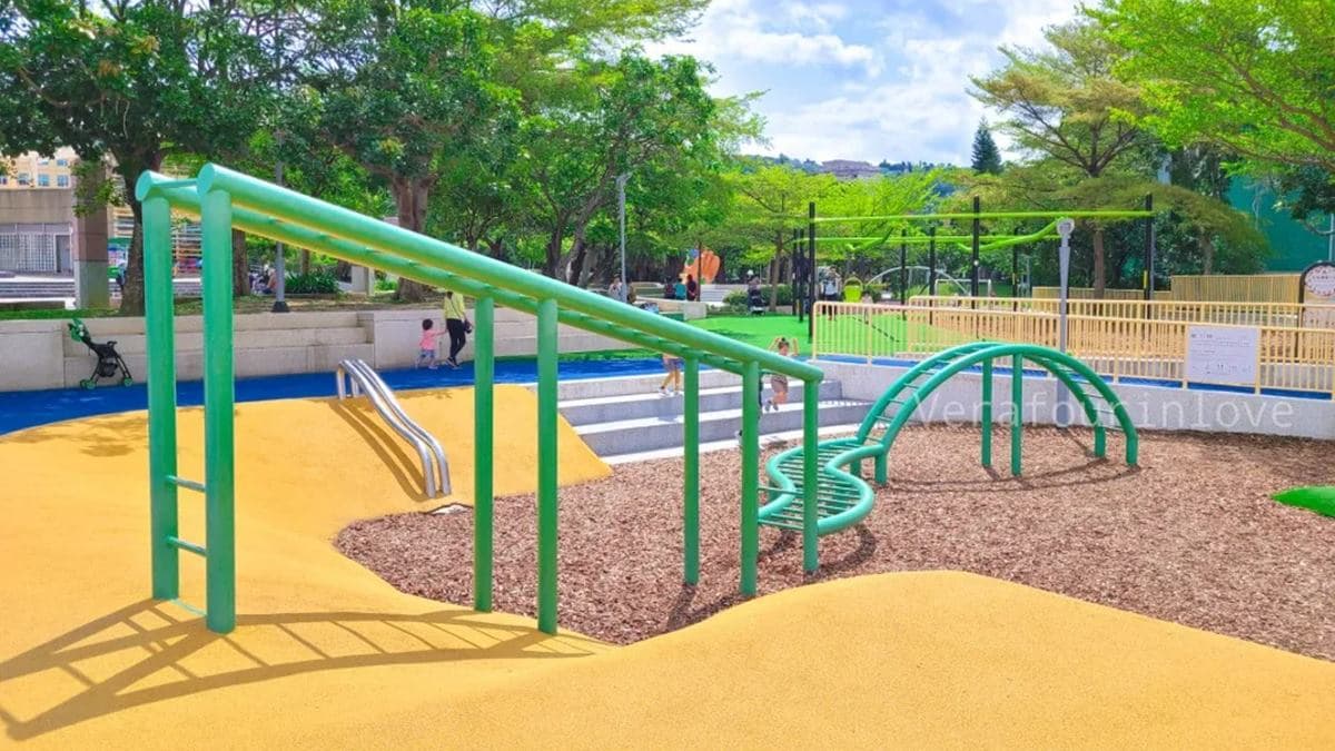 坡道及地板用彈性PU包覆，小朋友活動更安全。（圖片來源：可大王愛旅行）