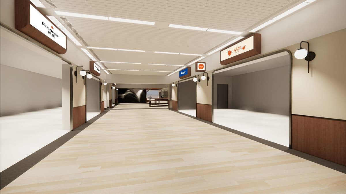 將公共通道與商店門面設計成獨具一格的「列車窗景」，。（圖片提供：誠品）