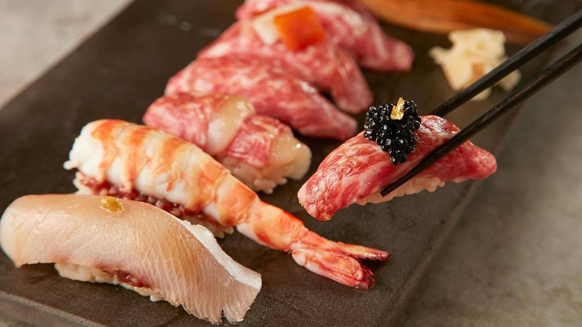 「和牛握壽司盛合（８貫）」可以一次嘗遍所有口味的和牛壽司。（圖片來源：乾杯集團）