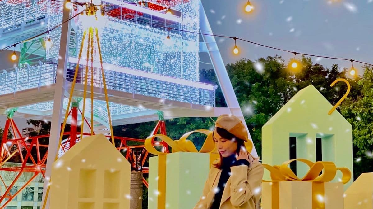 全新景點「光之塔獻禮」，搭配雪花紛飛很浪漫。（圖片來源：高雄觀光局）