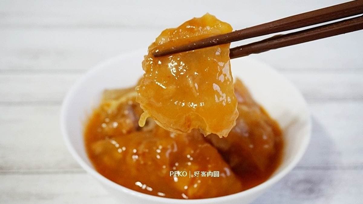 肉圓皮是偏軟的那種，還吃得到芋頭顆粒。（圖片來源：PEK のSimple Life）