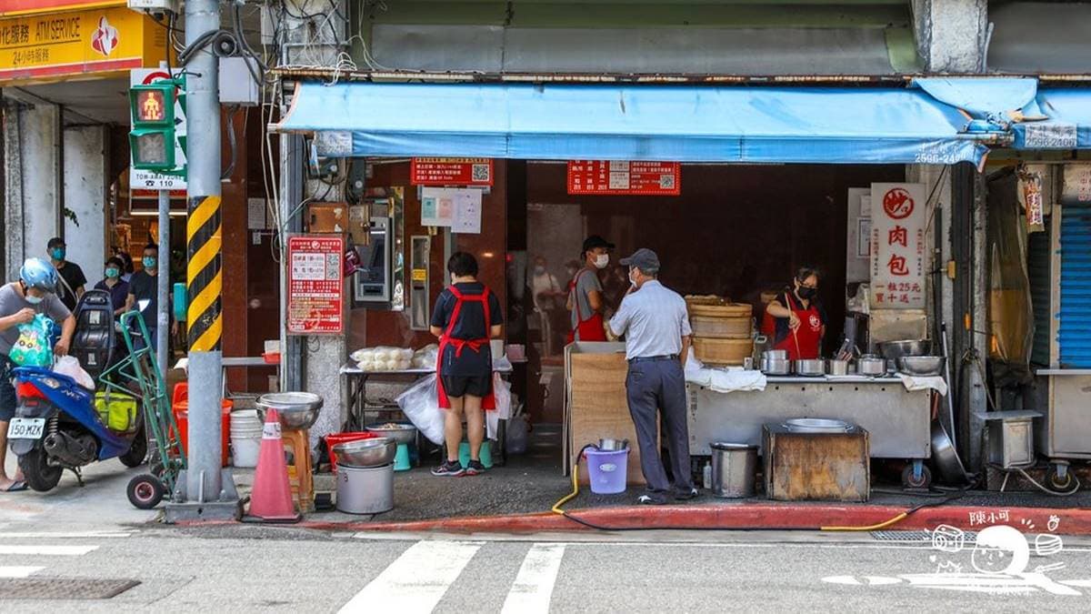 「妙口四神湯肉包專賣店」就位在迪化街彰化銀行的騎樓。（圖片來源：陳小可的吃喝玩樂）