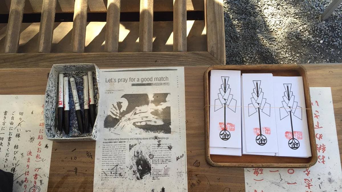 參拜完後可以用黑色筆將心願寫在「形代」上。（圖片來源：蜜絲米的散步生活）
