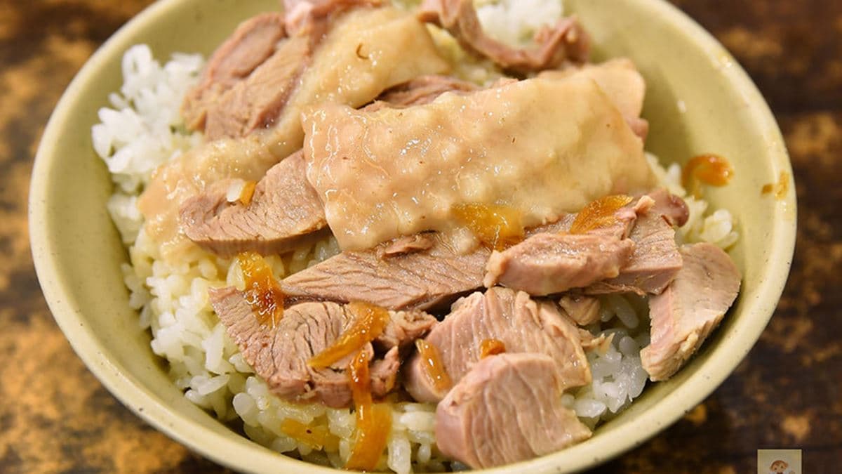 「火雞肉片飯」品嘗起來有淡淡的醬汁甘甜，肉片扎實，分量十足。（圖片來源：阿MON世界趴趴走）