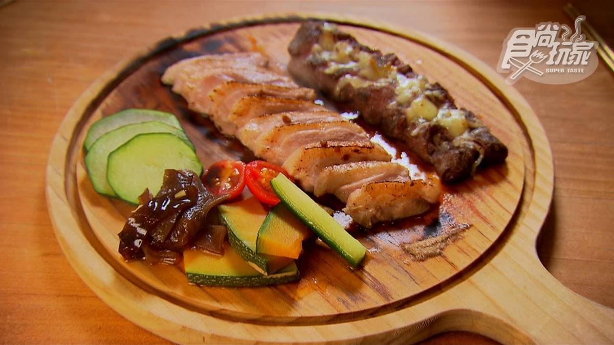 「絕不抽煙燻牛鴨肉雙拼」吃得到櫻桃鴨和美國Choice牛肩，一次大滿足。