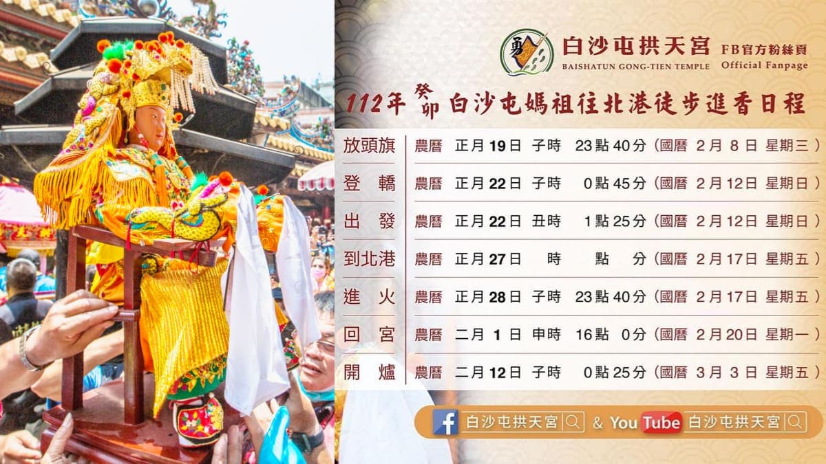 「粉紅超跑」起駕！2023白沙屯媽祖進香日程曝，９天８夜行程、管制一次看