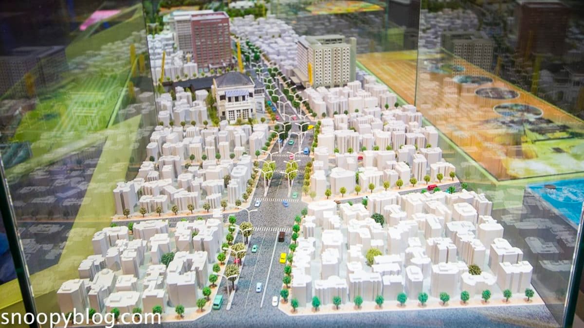 城市探索廳以建築模型的方式介紹展示中山北路，可以找找看哪些地方是你去過的。（圖片來源：史努比遊樂園）