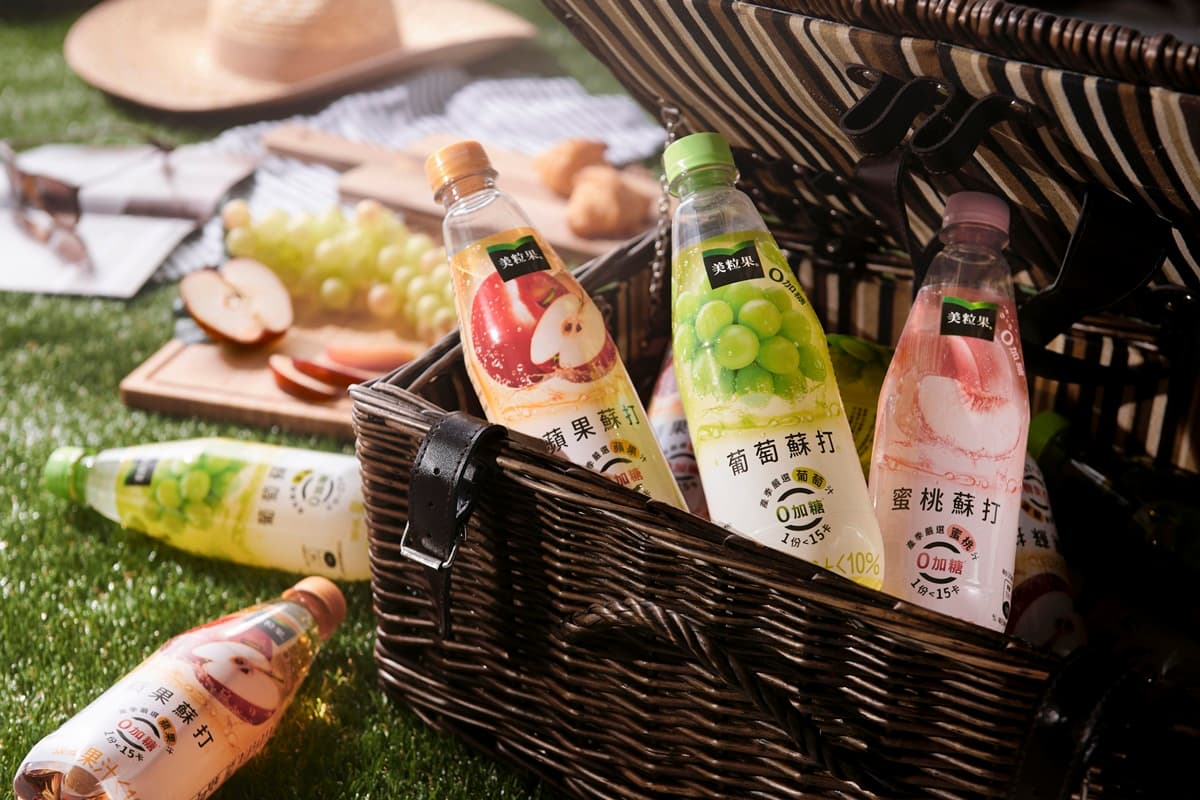 「美粒果」首款零加糖果汁蘇打！葡萄、蘋果、蜜桃３口味嘗鮮，再抽豪華露營（中獎公布）