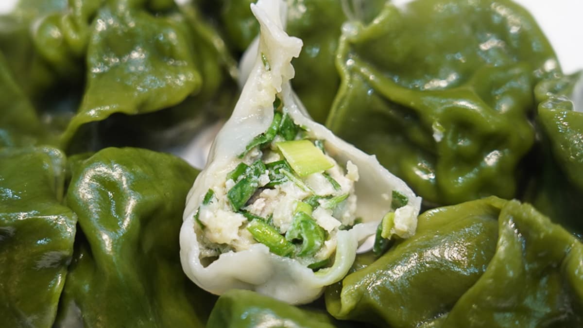 「韭菜水餃」很好吃，韭菜的香氣很棒，肉也很鮮甜多汁。（圖片來源：跳躍的宅男）
