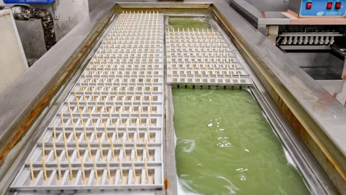 店內可以看到製冰過程，大批生產的模樣相當療癒。（圖片來源：靜兒貪吃遊玩愛分享）