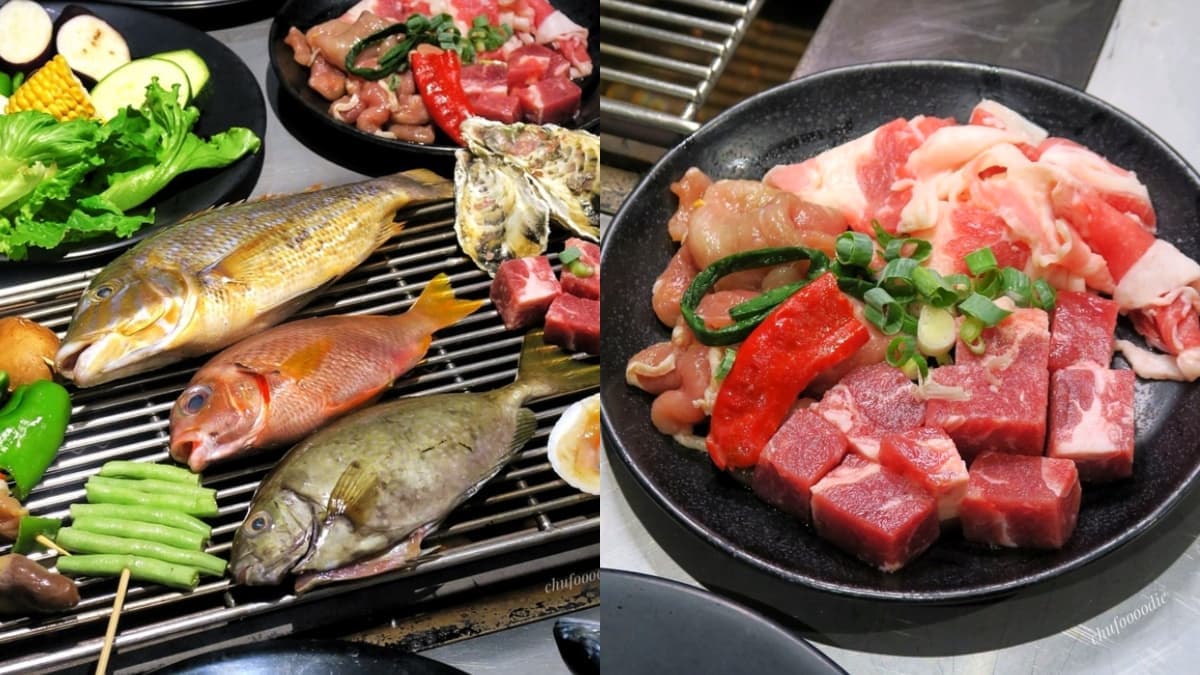 除了新鮮海產、手釣魚，其他像是牛五花、骰子牛等肉品也吃得到。（圖片來源：筑筑の吃喝玩樂記）