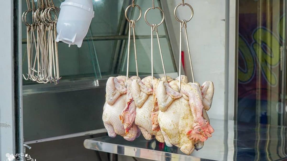 店家採現宰的溫體雞，先用泰式香料醃製過再下去鐵桶內炭烤。（圖片來源：野田咩的美食書國）