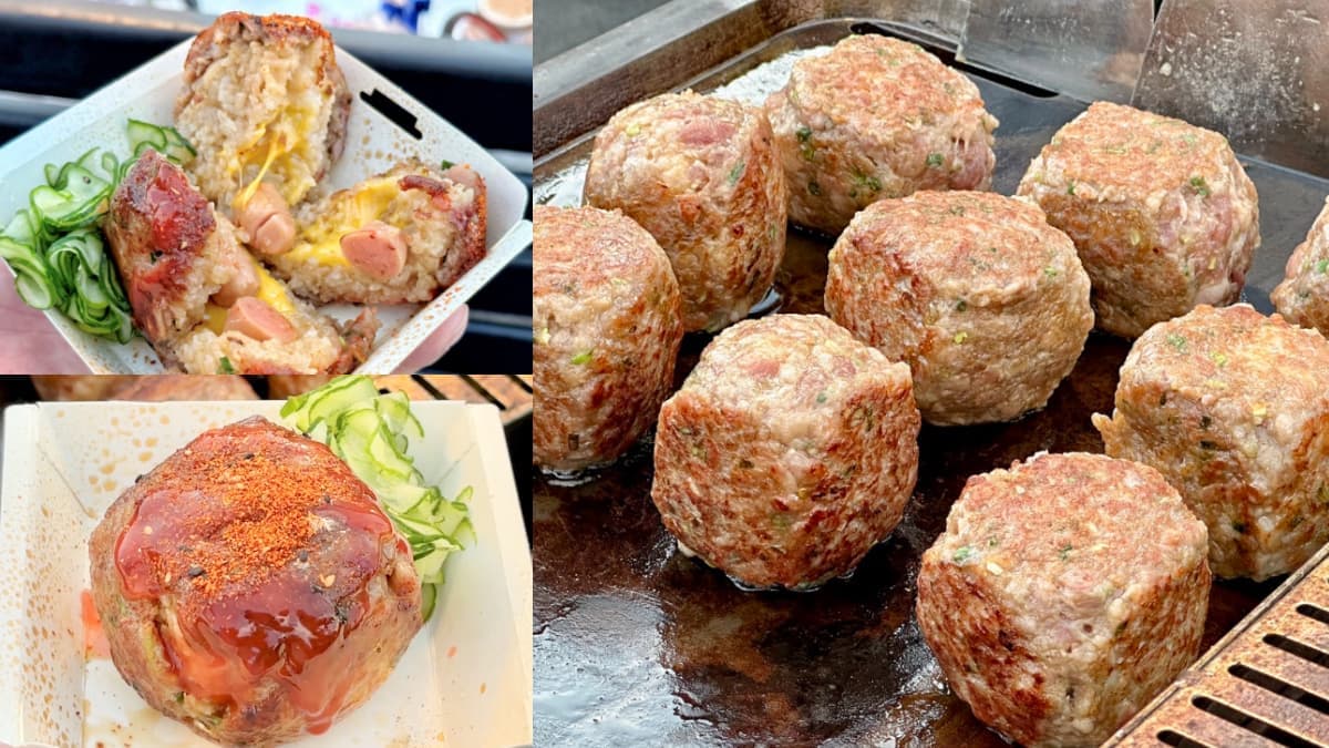 夜市驚見「巨無霸肉包飯」！金黃焦脆內夾起司太犯規，再淋東泉辣椒更過癮
