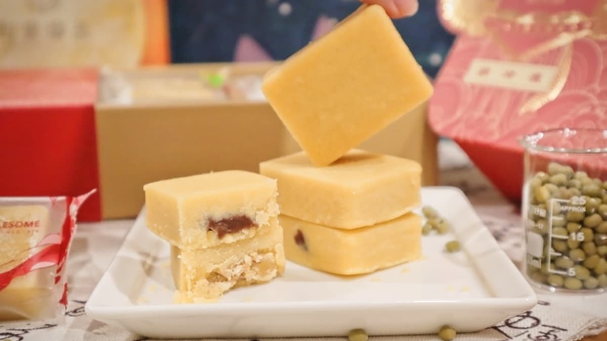 「綜合綠豆黃禮盒」有原味、紅豆、蓮蓉、棗泥、芝麻、核仁６種口味。（圖片來源：巧莉的世界流浪筆記）