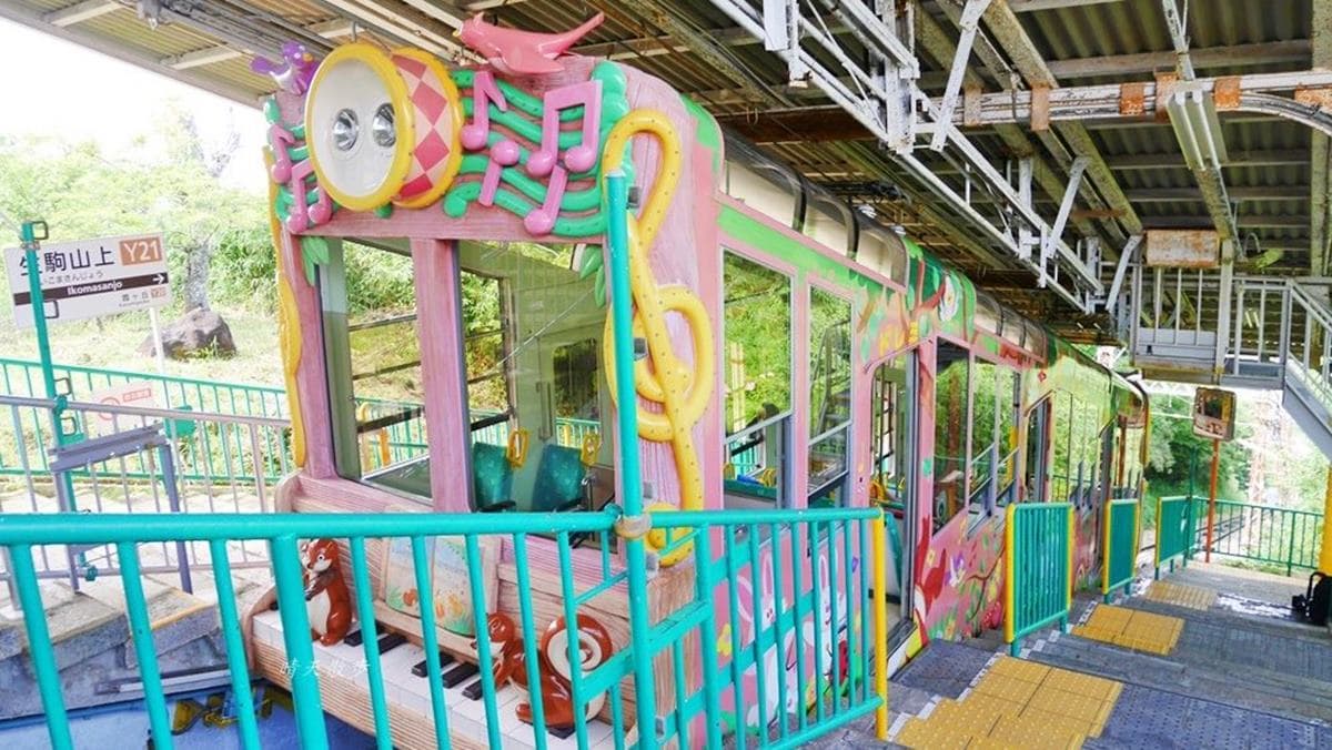 山上線的纜車Do Re Mi車身主題就是音樂，有很多音符，一樣走可愛路線。（圖片來源：晴天散步）