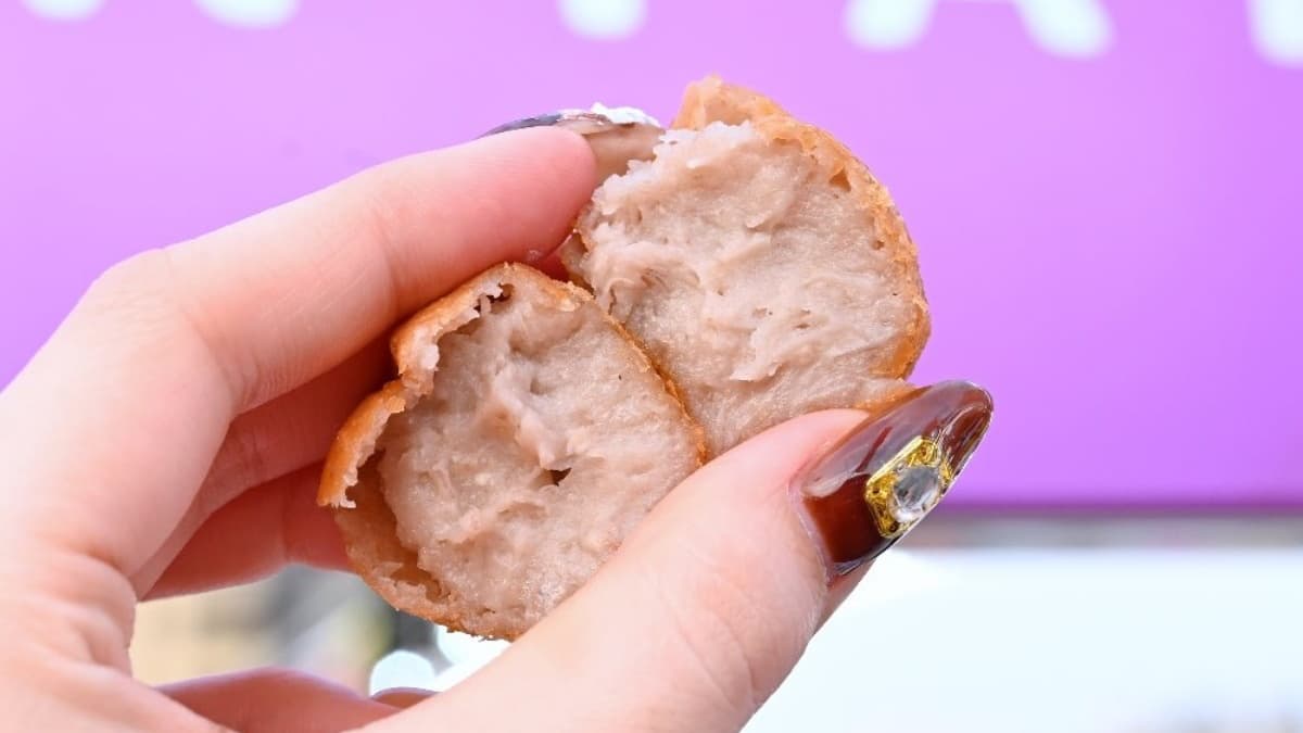 「招牌芋球」採用大甲芋頭低糖製作，外皮酥脆，芋泥還帶有微微顆粒感。（圖片來源：糖糖's 享食生活）