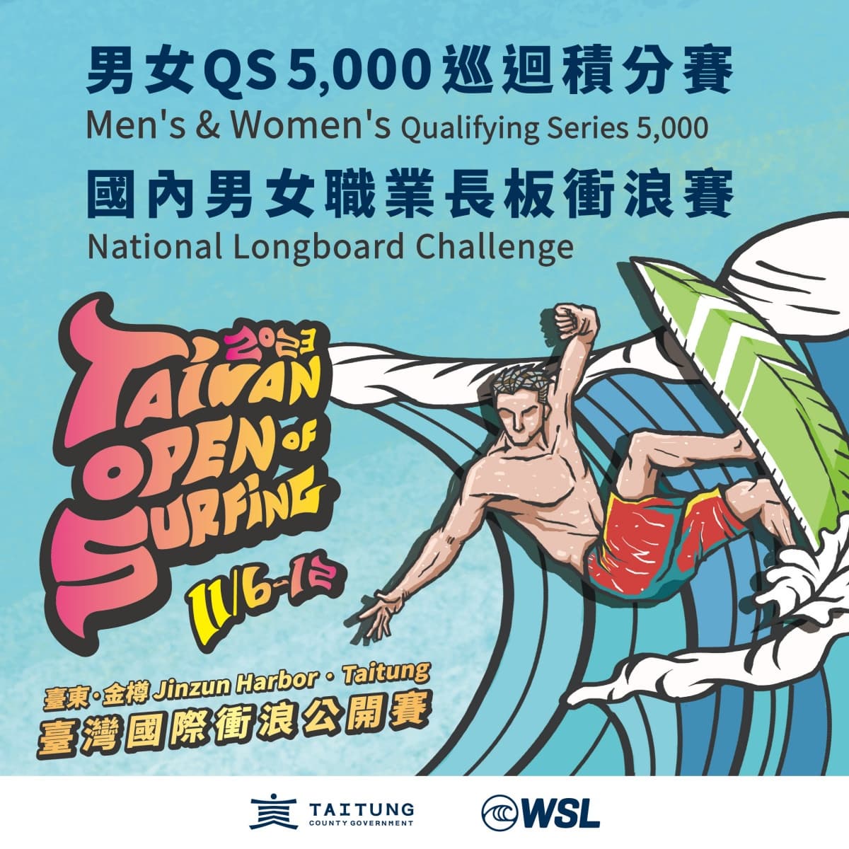 臺灣國際衝浪公開賽,11/6臺東金樽登場,週末加碼衝浪音樂節 臺灣國際衝浪公開賽,11/6臺東金樽登場,週末加碼衝浪音樂節