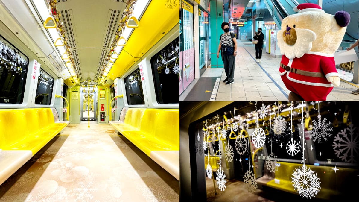 桑塔熊「這時間」驚喜出沒板橋站！耶誕城限定「雪粼列車」登場，飄雪花美翻