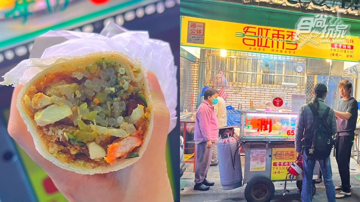 連５年必比登推薦！南機場夜市「人氣潤餅」晚來吃不到，塞滿10種料超霸氣