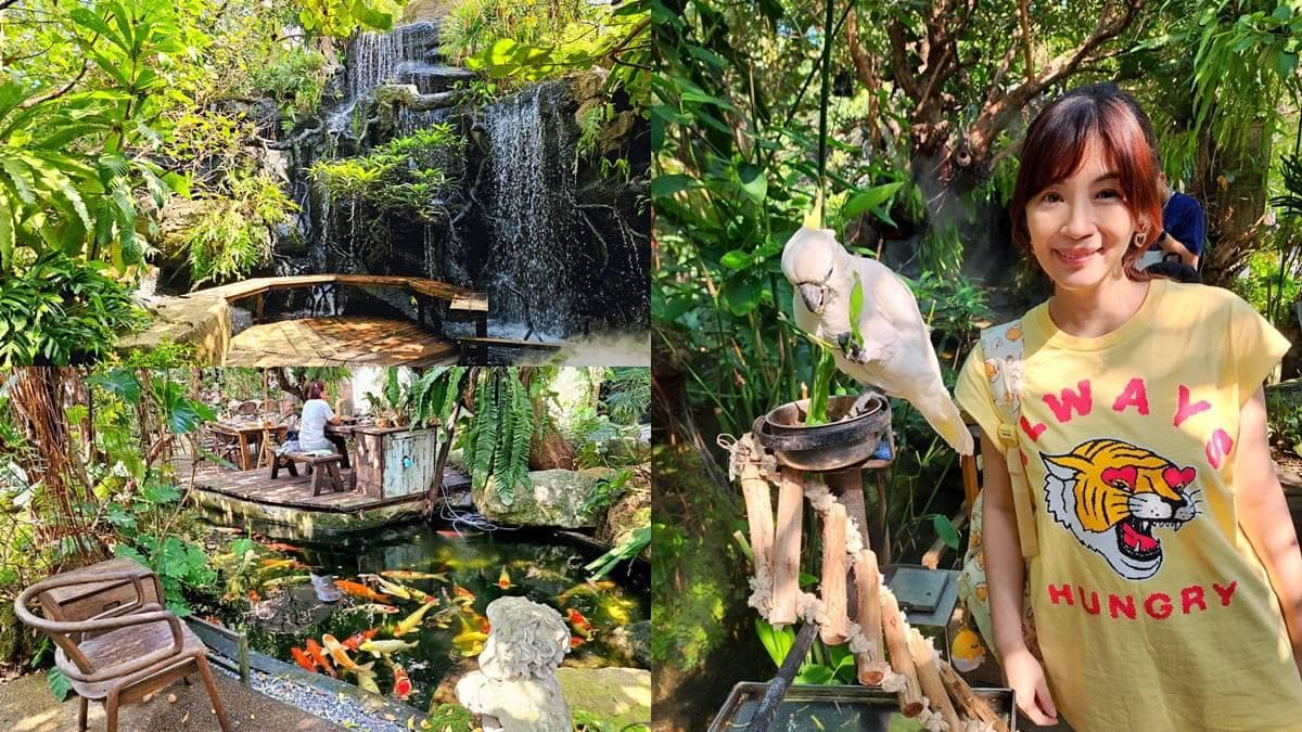 「仙境森林系」餐廳藏市區！瀑布、魚池、鸚鵡搬進來，招牌西瓜冰沙打卡夯翻