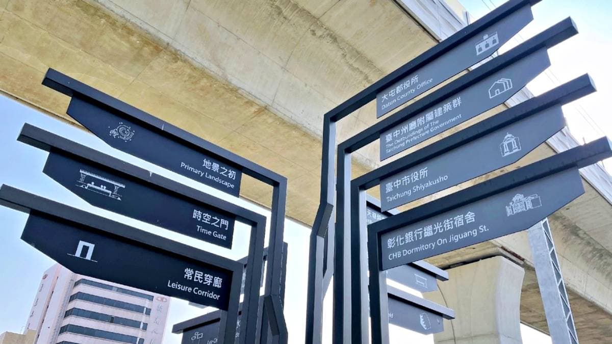 指示牌做得滿清楚，往外走可以通到附近的台中市景點。（圖片來源：雙子喵玩樂旅行PennyLife）