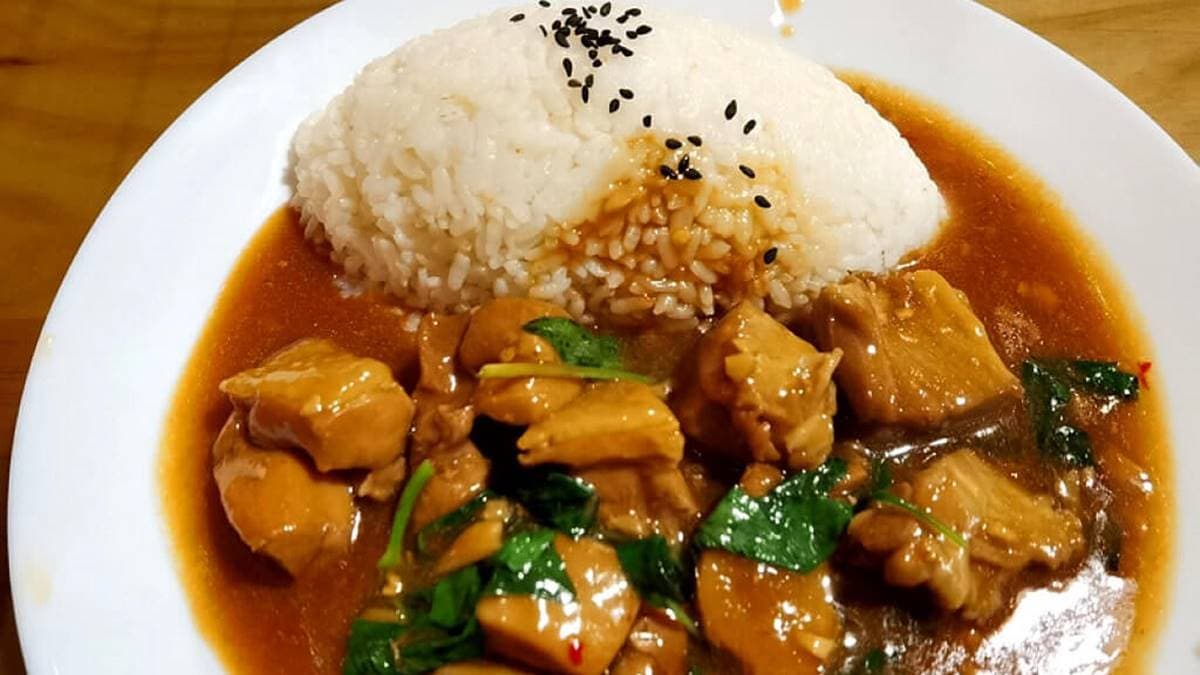 「三杯雞飯」也是人氣推薦之一，鹹香滋味挺下飯。（圖片來源：DARREN蘋果樹旅遊玩樂誌）
