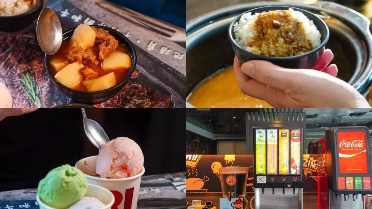 自助吧提供飲料、牛肉燥飯、玉米濃湯、蔬菜牛筋湯、冰淇淋自助無限吃到飽。（圖片來源：貪吃鬼熊熊）