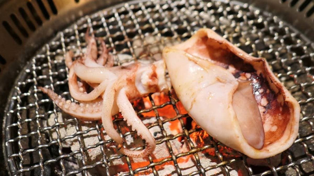 魷魚串給的是完整一整隻魷魚，吃起來很Q彈新鮮。（圖片來源：SHINYBAN‘s Life）