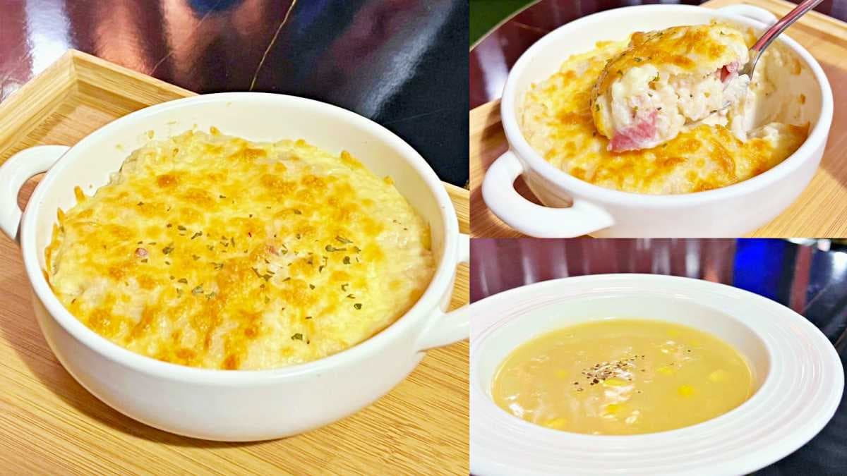 奶油培根焗烤飯的奶香很濃郁，吃完有飽足感。（圖片來源：柚香魚子醬的蹦蹦跳跳）