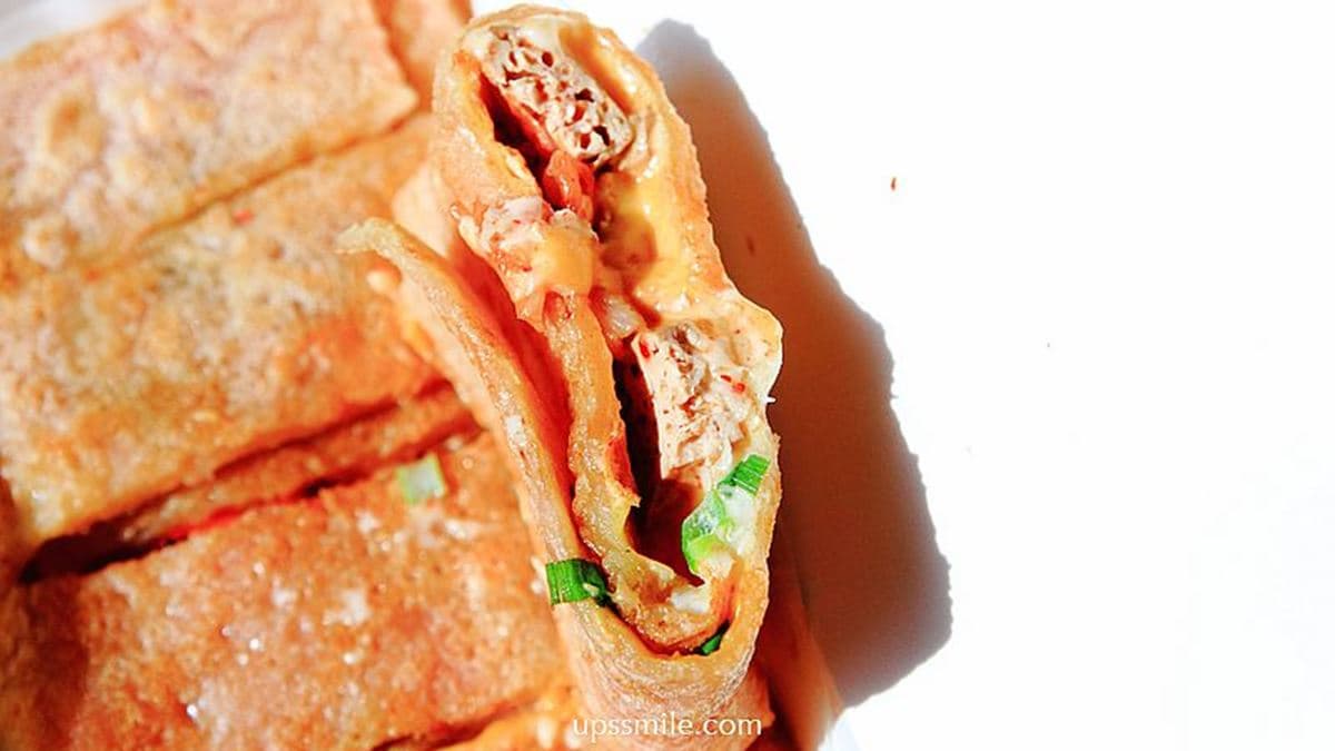 粉漿蛋餅軟Q厚實。（圖片來源：Upssmile向上的微笑萍子 旅食設影