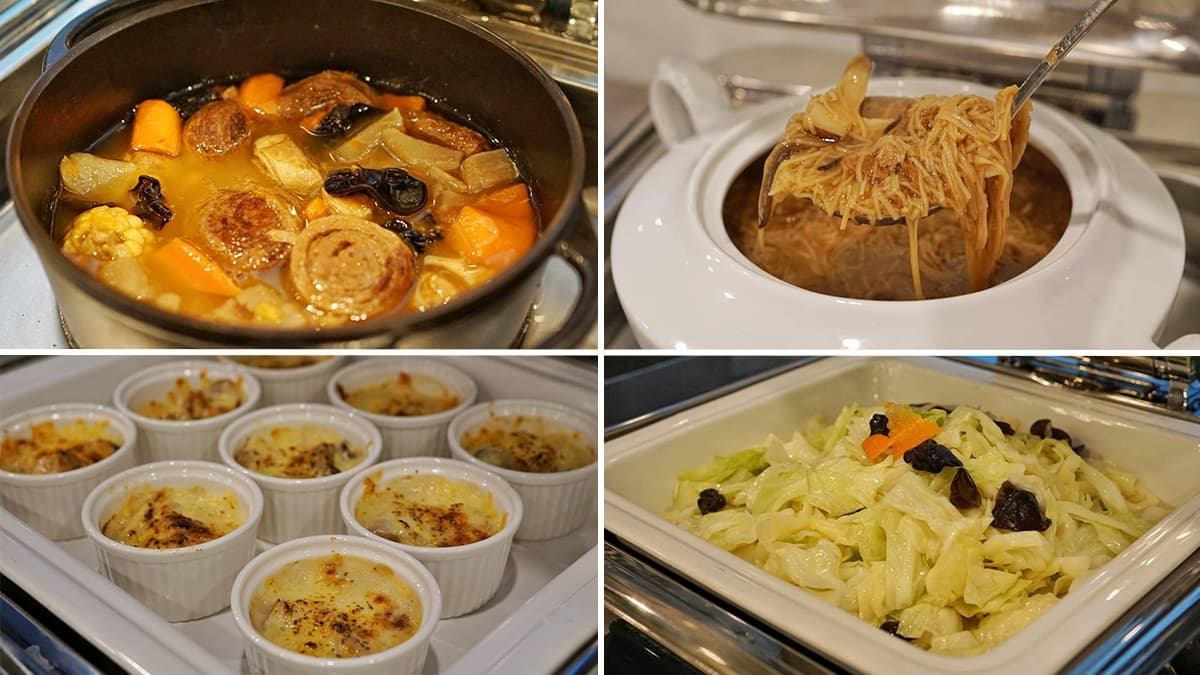 早餐選項豐富，熱菜葷素兼備。（圖片來源：下一站，天涯）